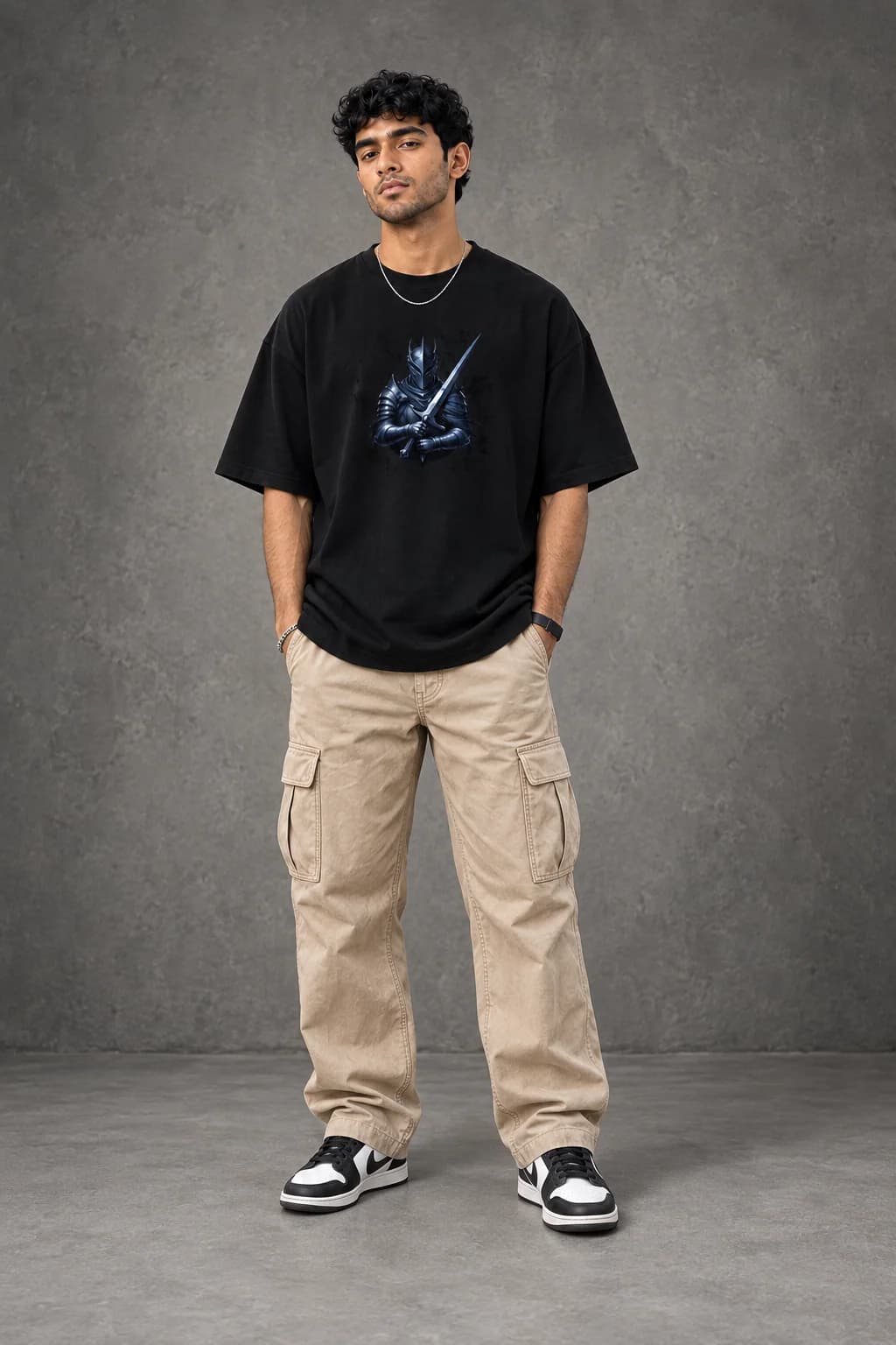 DARK JUSTICE OVERSIZED: Front oversized model view