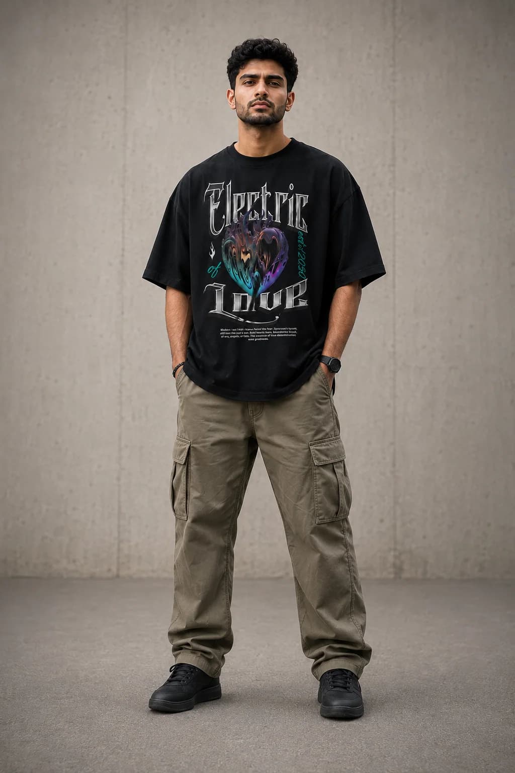 ELECTRIC LOVE OVERSIZED: Front oversized model view