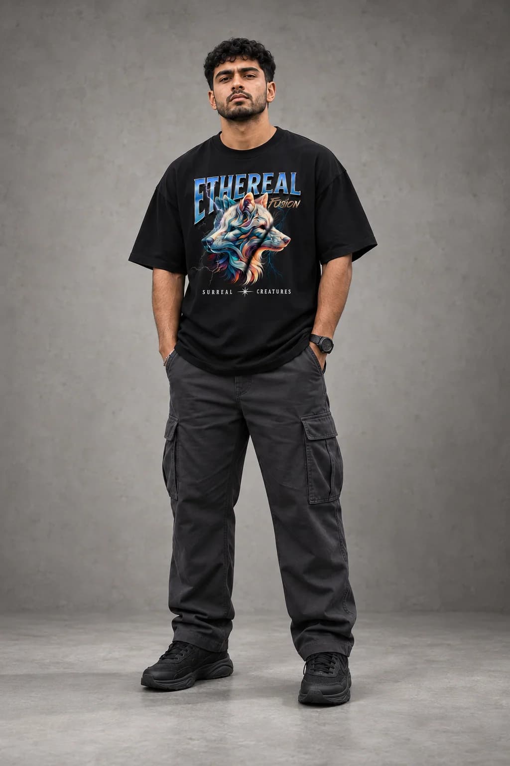 ETHEREAL FUSION OVERSIZED: Front oversized model view