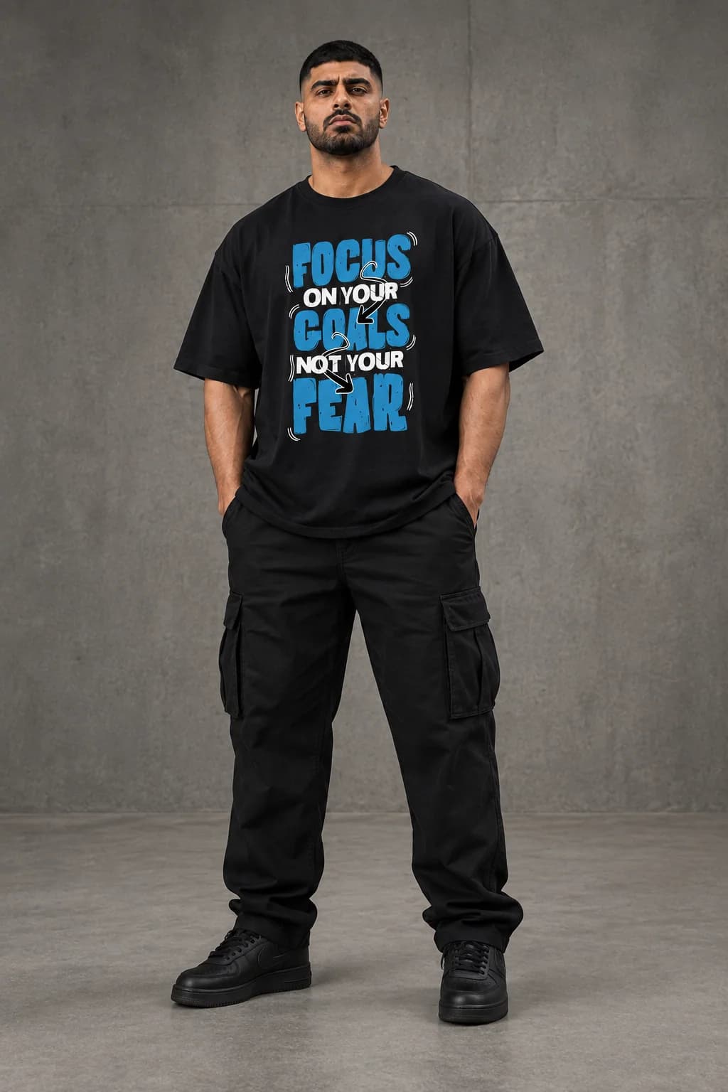 FOCUS ON YOUR GOALS OVERSIZED: Front oversized model view