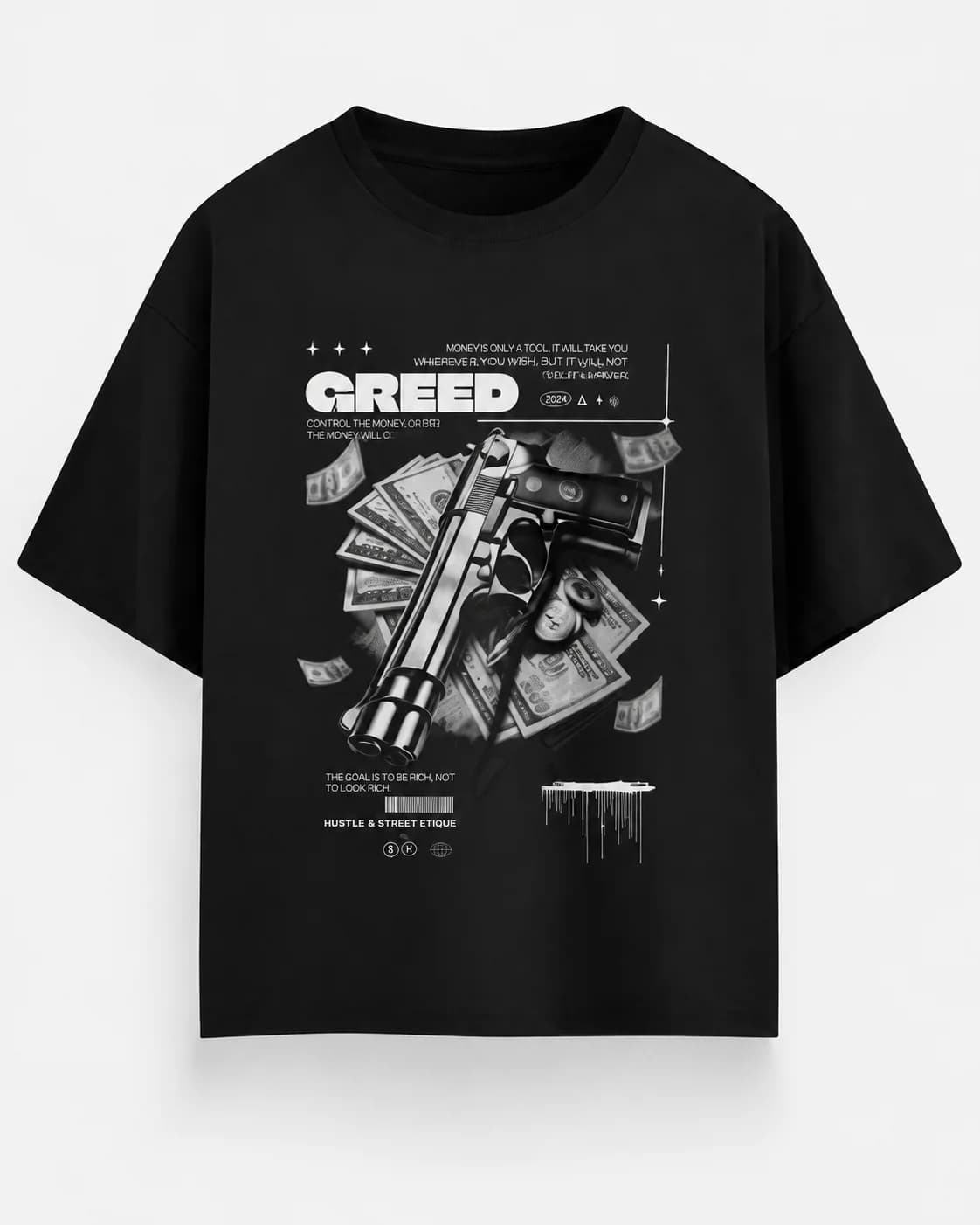 GREED OVERSIZED Front oversized flatlay view
