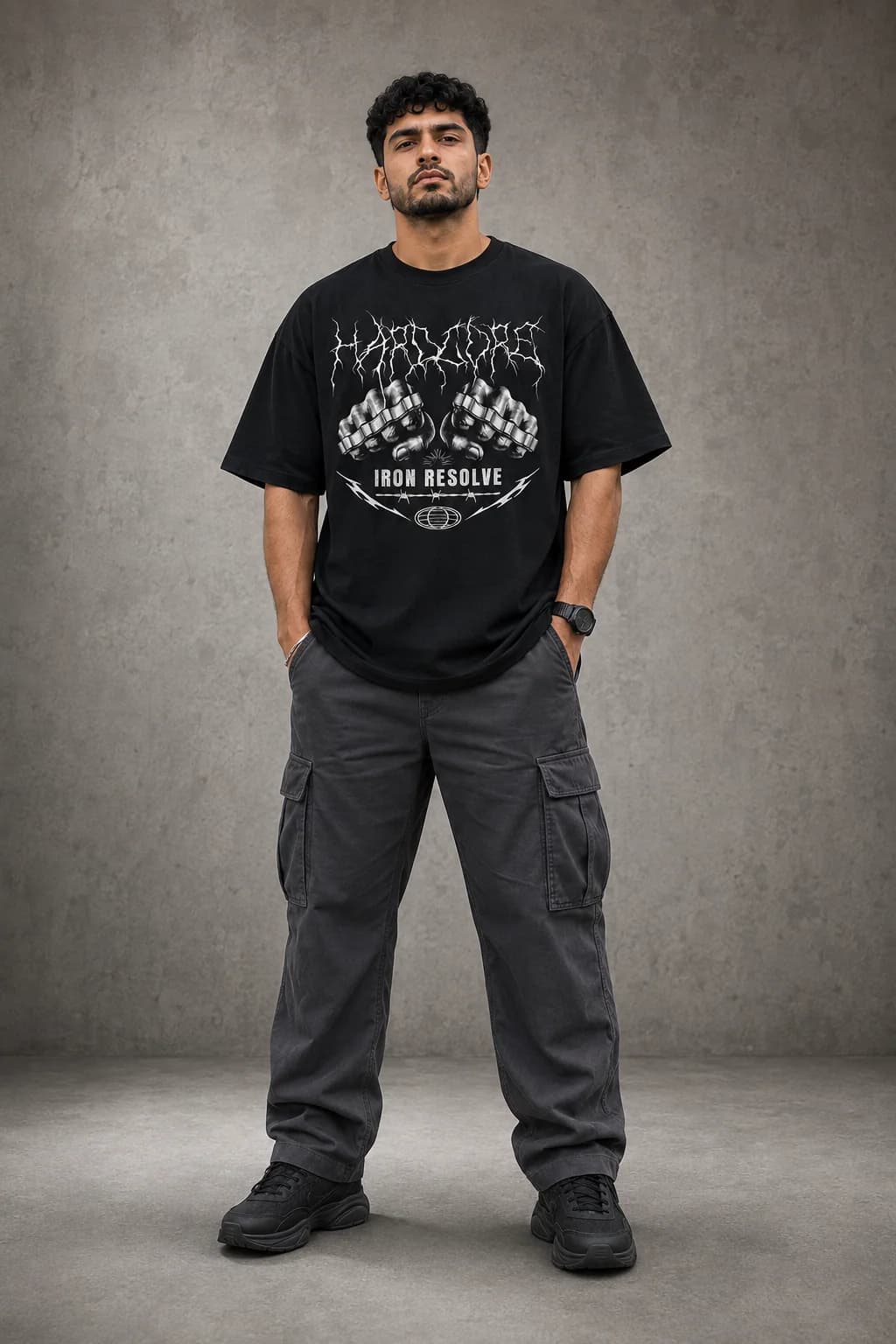 HARDCORE OVERSIZED: Front oversized model view