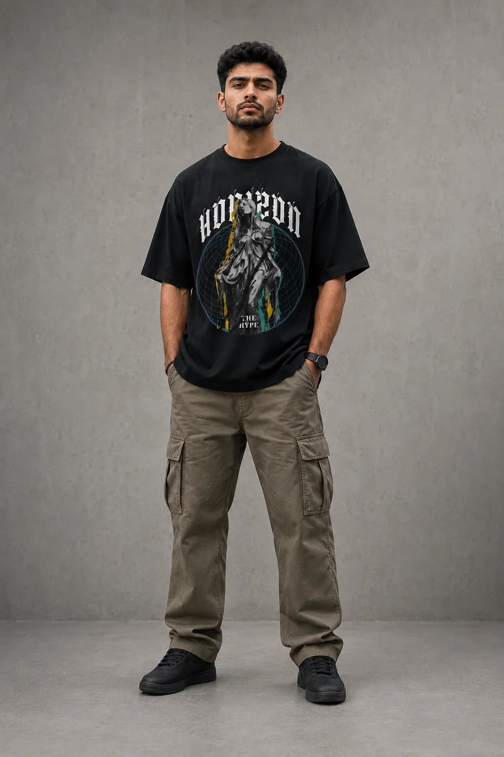 HORIZON OVERSIZED: Front oversized model view