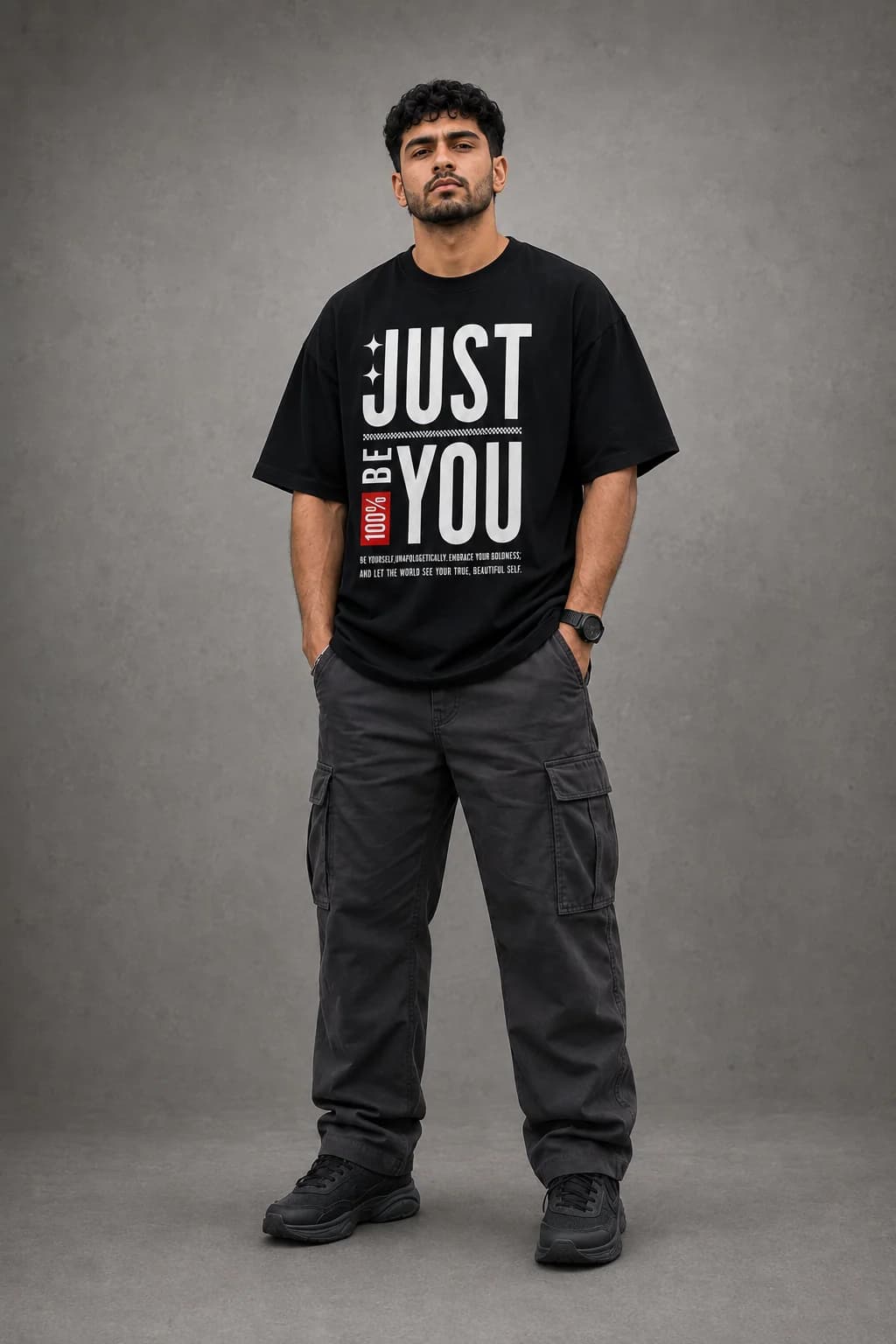 JUST BE YOU OVERSIZED: Front oversized model view