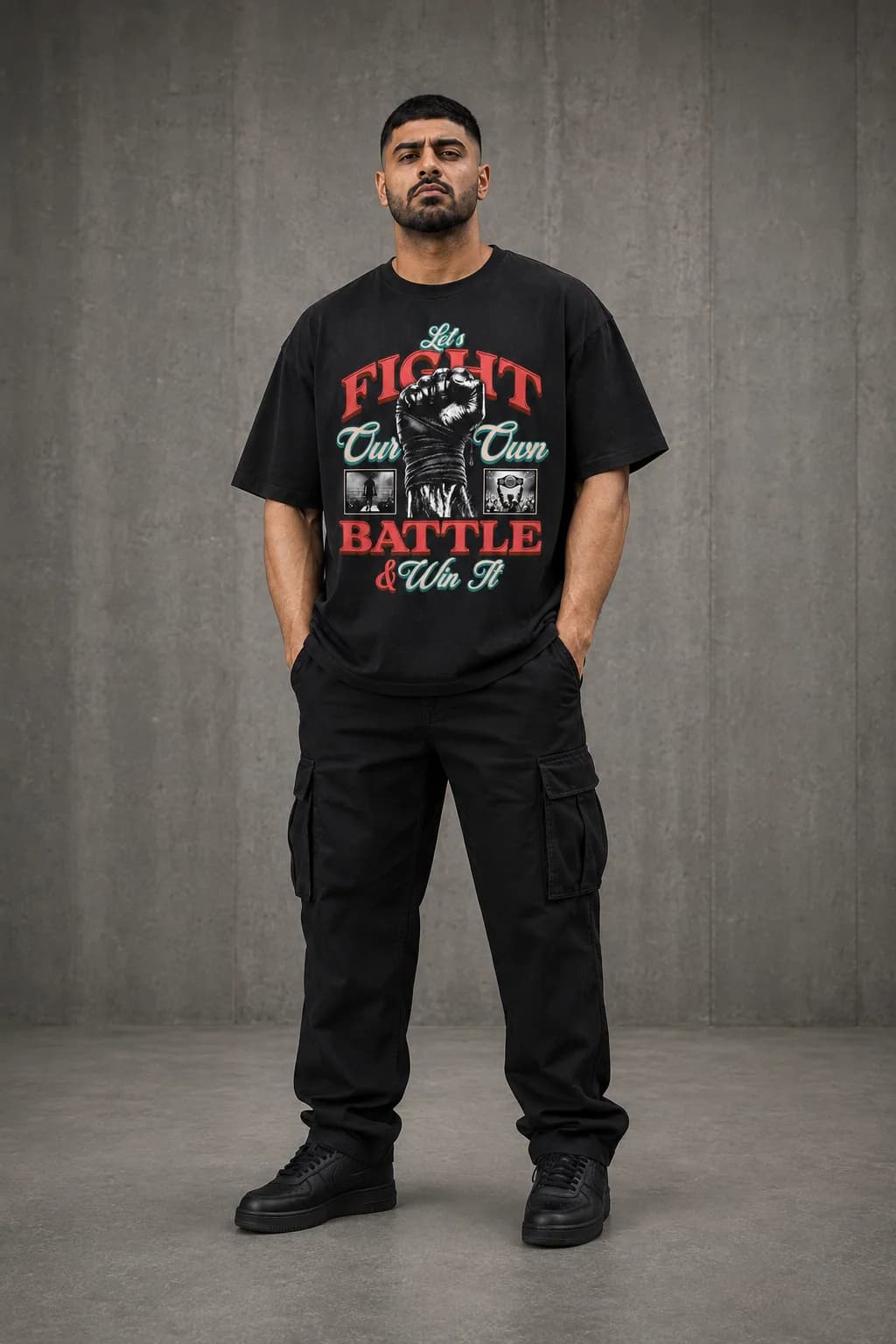 LETS FIGHT OVERSIZED: Front oversized model view