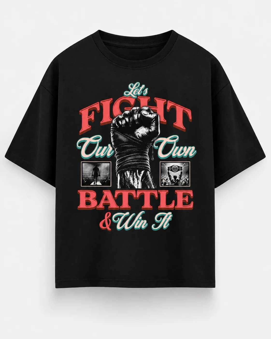 LETS FIGHT OVERSIZED: Front oversized flatlay view