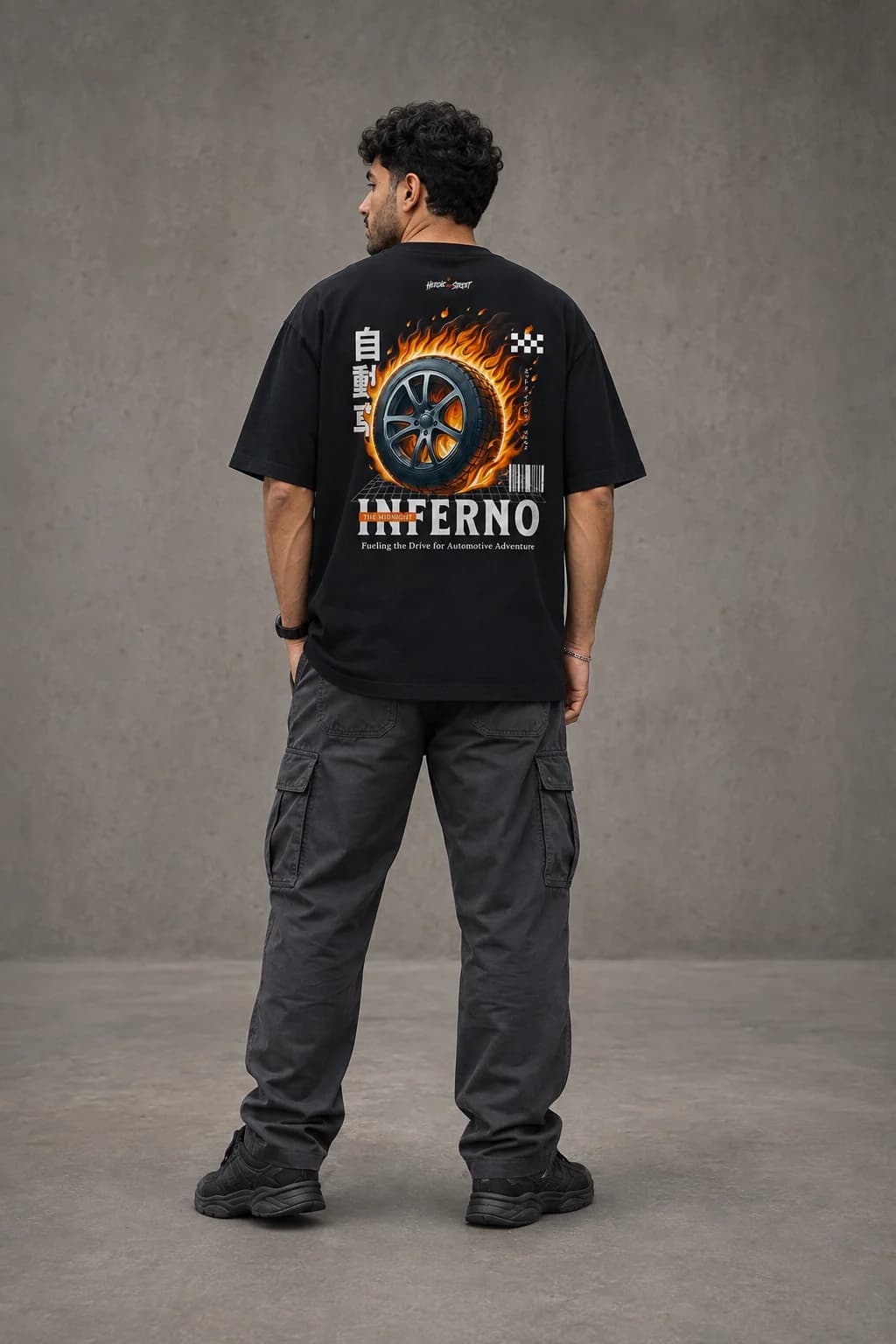 MIDNIGHT INFERNO OVERSIZED: Back oversized model view