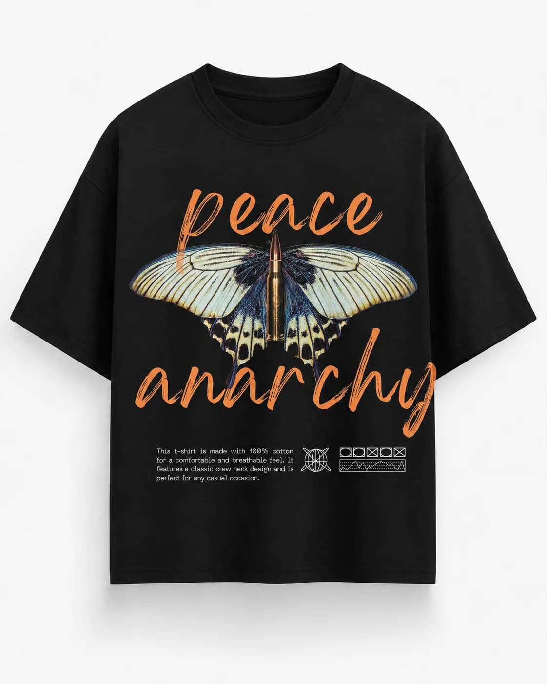 PEACE - ANARCHY OVERSIZED Front oversized flatlay view