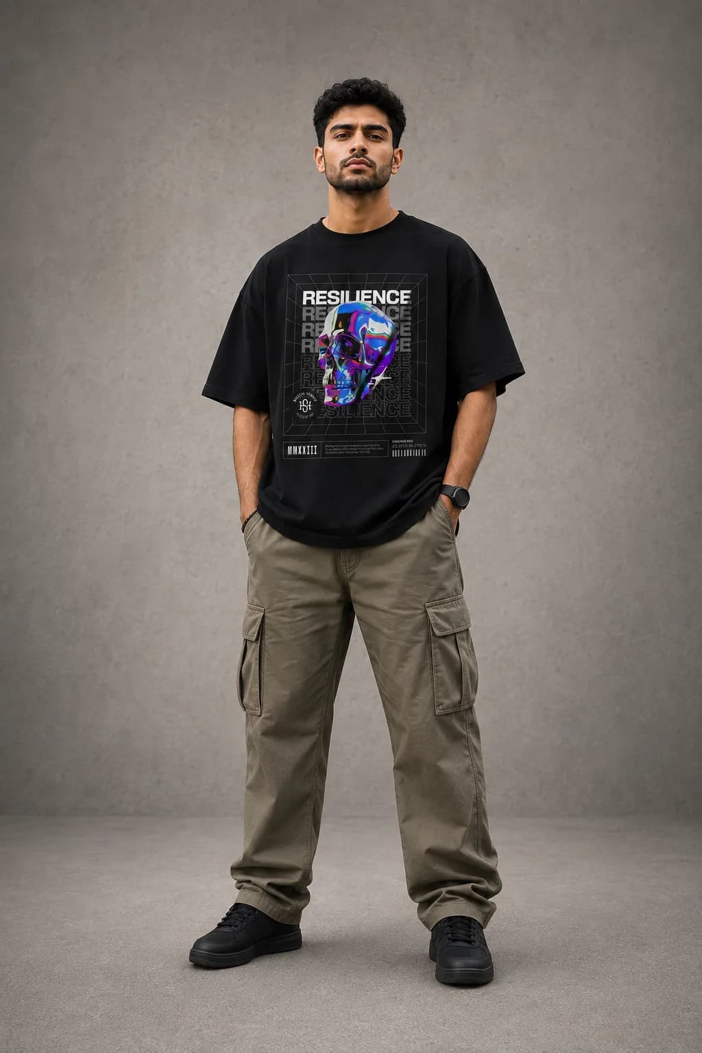 RESILIENCE OVERSIZED: Front oversized model view