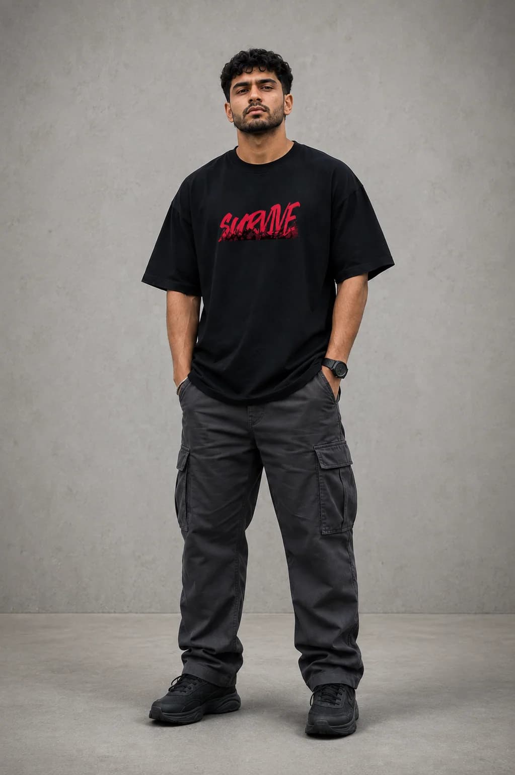 SURVIVE OVERSIZED: Front oversized model view
