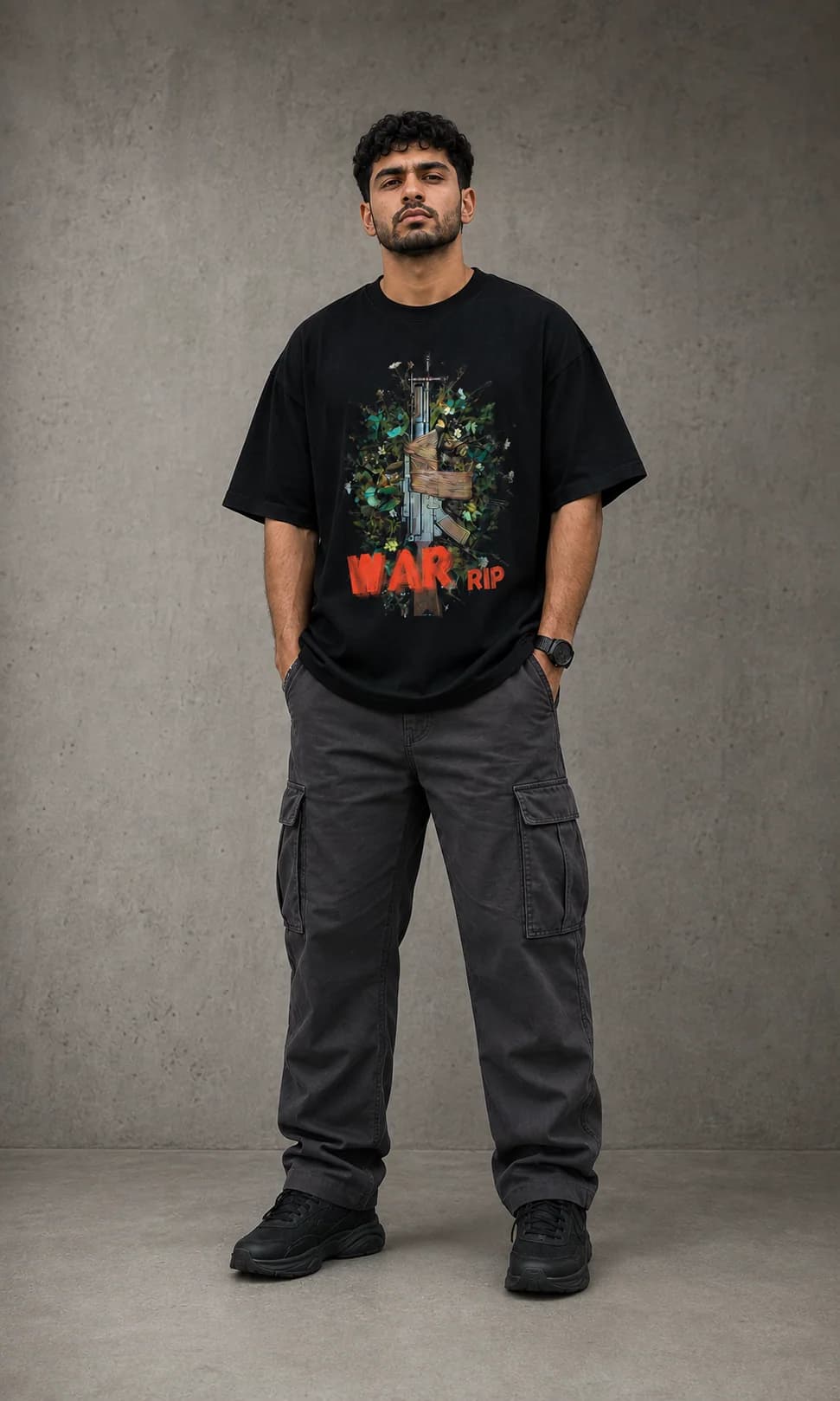 WAR RIP OVERSIZED: Front oversized model view